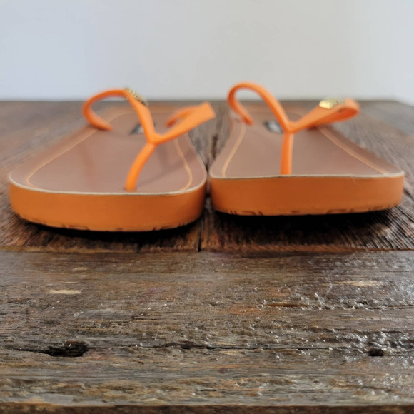 DKNY  'Madi' Orange Flip Flop Logo Thong Sandals - Picture 3 of 7